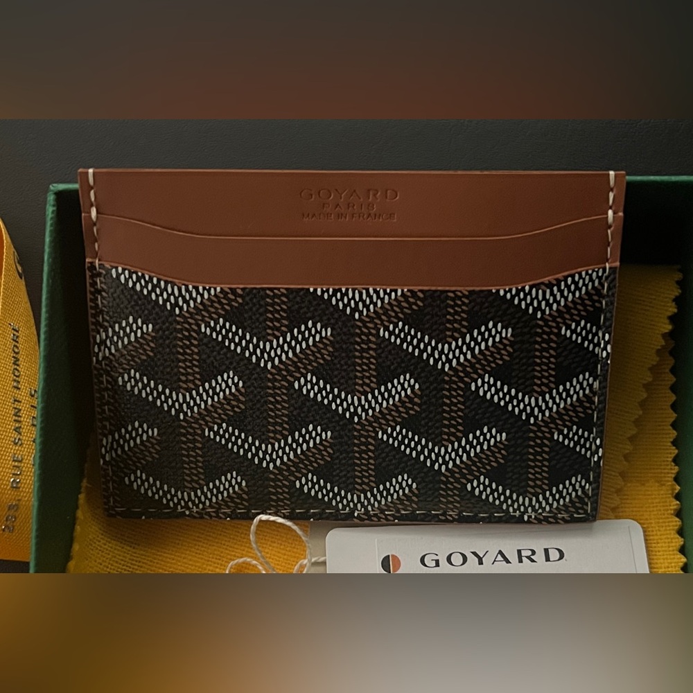 NWT Goyard Saint-Sulpice Card Wallet - Black + Tan